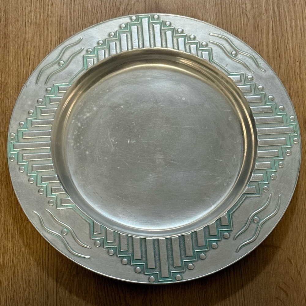 Vintage 1970’s Wilton Zia Armetale Holloware Southwestern Pewter Serving Plate